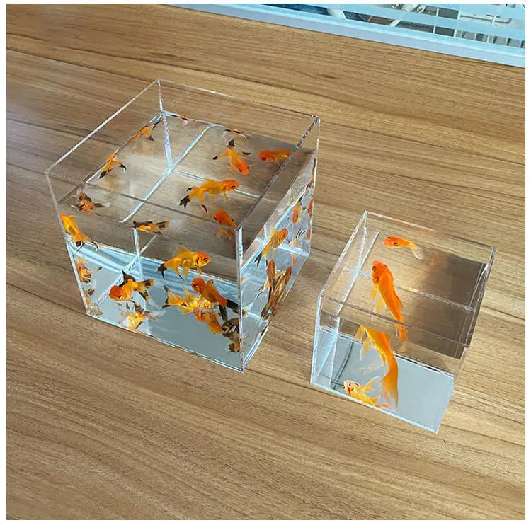Aquarium Acrylic Fish Tank Betta Fish Display Rack Multi-grids Desktop Small Fish Tank Isolation Turtle Tank Miniature Landscape
