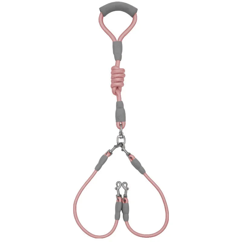 Dog leash Walk dog leash Medium double dog chain Double lead One tow two leads with pet supplies