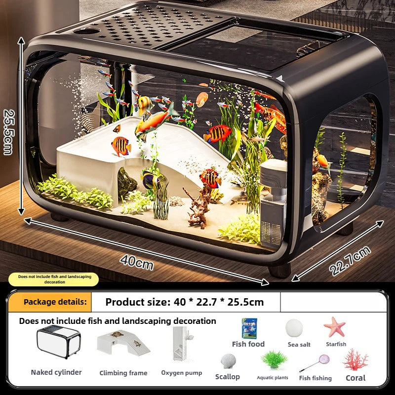 Home Living Room Ornamental Fish Tank Ecological Landscape Filtration Oxygen Generation Aquariums Multi-functional Feeding Tank