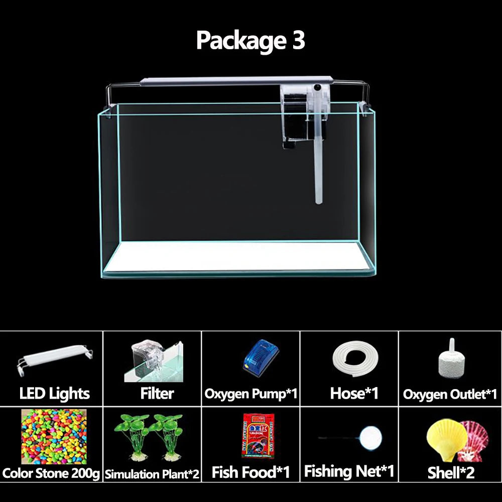 Fish Tank Transparent Glass Rectangular Aquarium Small And Medium Balcony Living Room Decoration Lazy Ecological Fish Tank