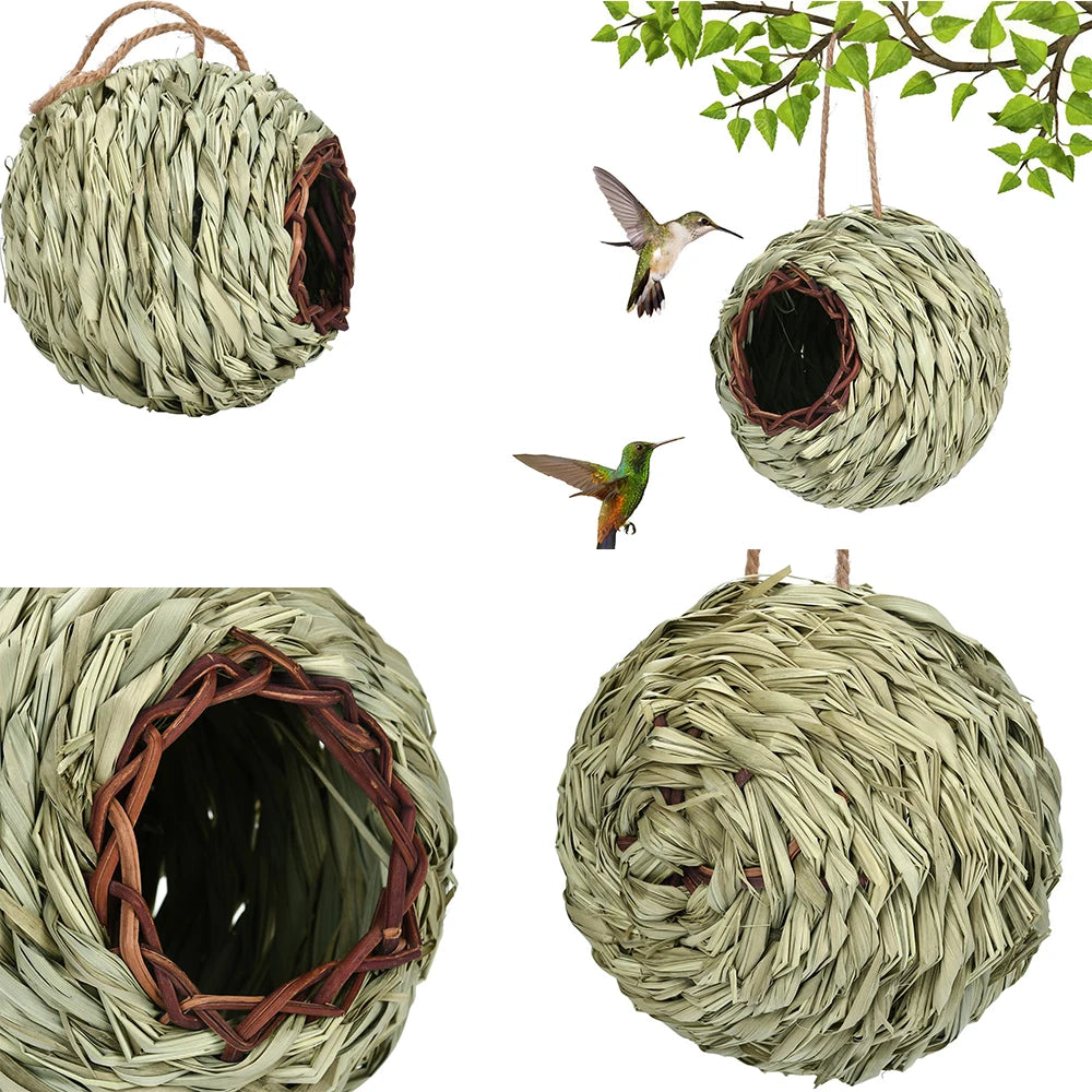 Various Styles Birdhouse Creative Unique Design Comfy Woven Natural Grass Bird Cage Outdoor Garden Window Hideaway Decoration