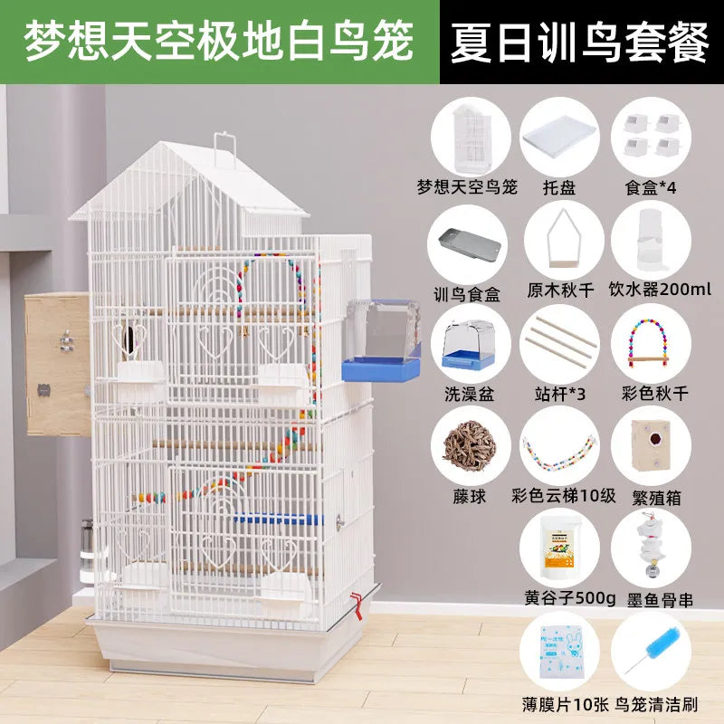 Luxury Goldfinch Flight Bird Cages With Stand Bird Cages Stainless Steel With Pedestal Toys Jaula Para Canarios Bird Supplies