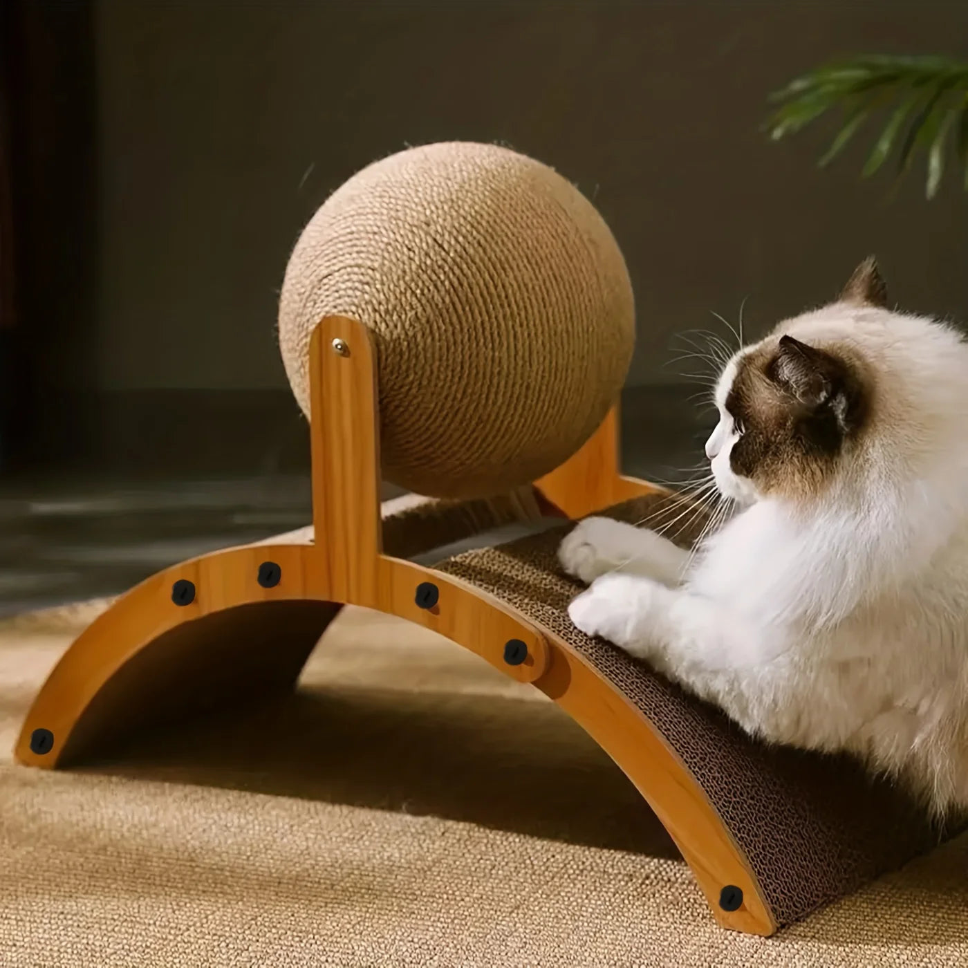 Cat Daily Scratcher Toy With Rotatable Ball Family Pet Funny Playful Relaxation Toy Home Floor Practical Interactive Pet Toy