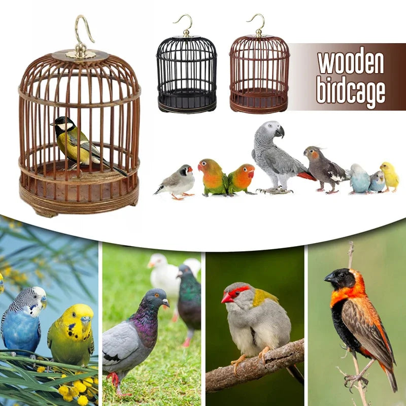 Wood Carved Bird Cage Small Animal Bug Cricket Pet Home Insect Storage Basket Grasshopper Feeding Container Cockroach Cage Baske