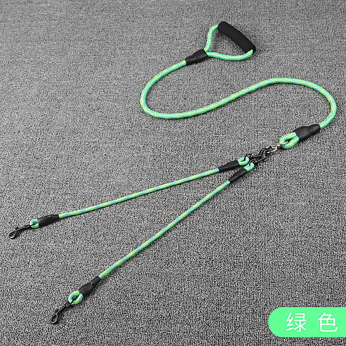 Double Head Dog Leash Wave Design Outdoor Walking Traction Rope for Pets