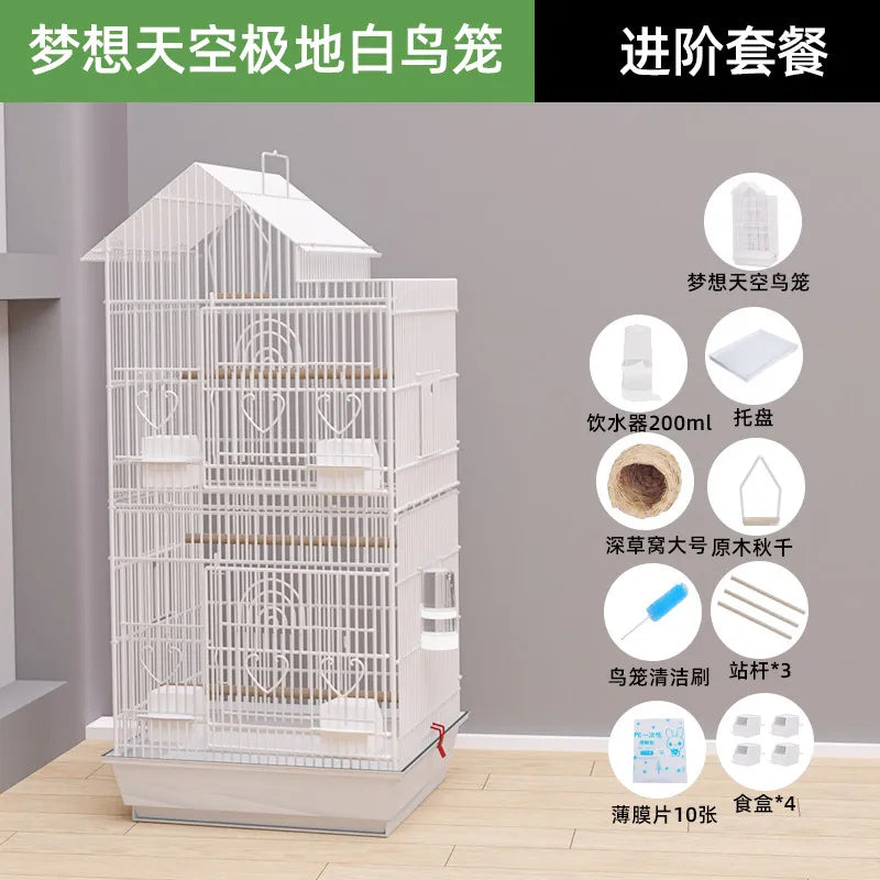 Luxury Goldfinch Flight Bird Cages With Stand Bird Cages Stainless Steel With Pedestal Toys Jaula Para Canarios Bird Supplies