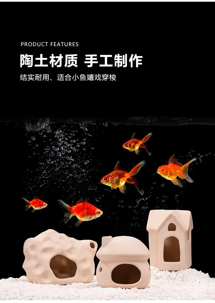 Clay Aquarium Decoration Ceramics Fish Tank Landscaping Shrimp Shelter Spawning Tank Breeding House Cave Pottery Pot Ornaments