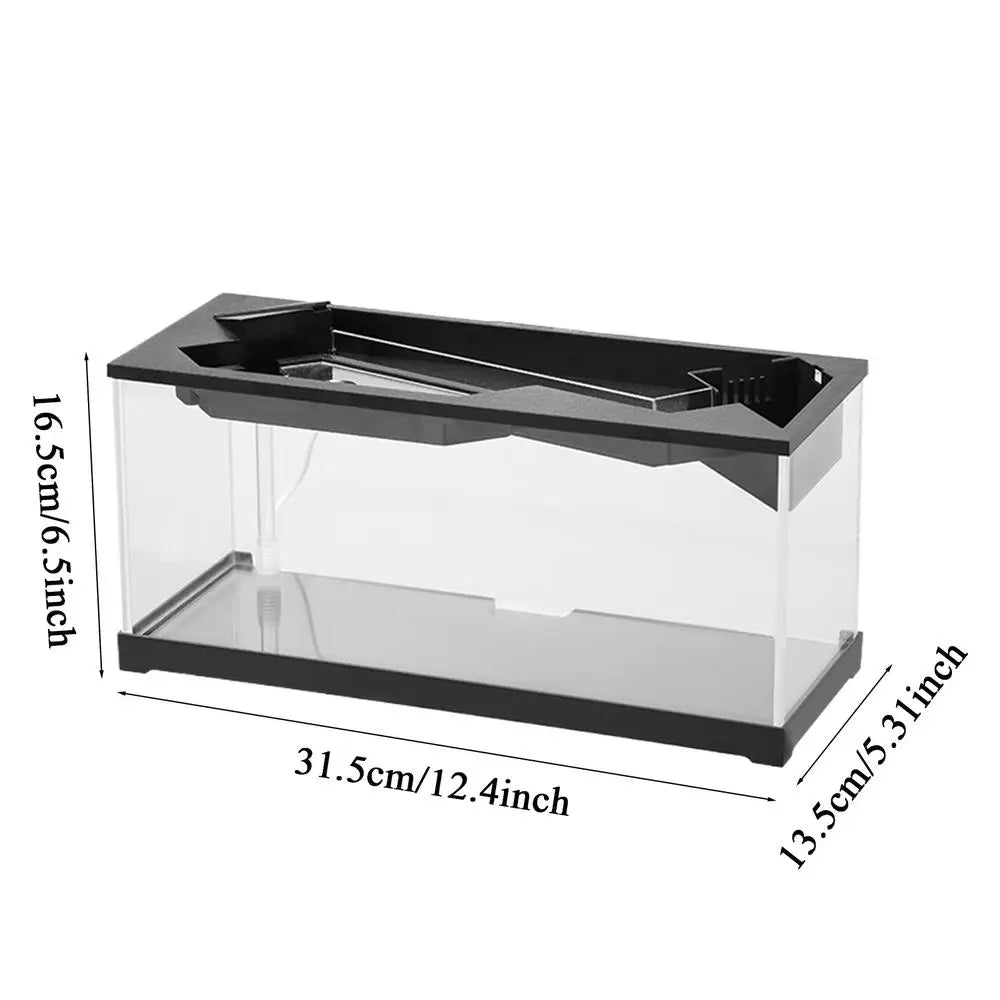 Small Fish Tank Acrylic Clear Desk Aquarium with Filter Fish Tank Starter Kits with Air Pump for Tabletop Living Room Studio Dec
