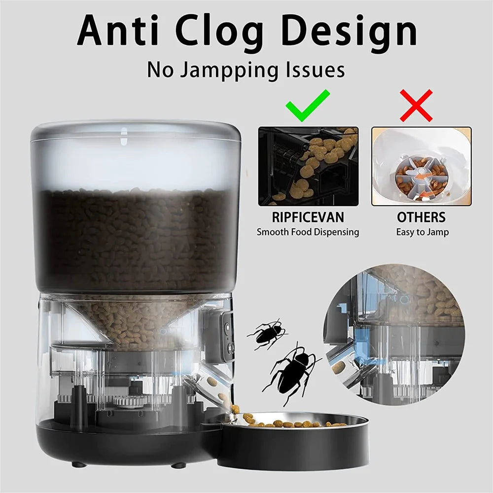 Automatic Cat Feeders, 4L Timed Cat Dry Food Dispenser, Dual Power Supply, Programmable Portion Control, Auto Pet Feeder