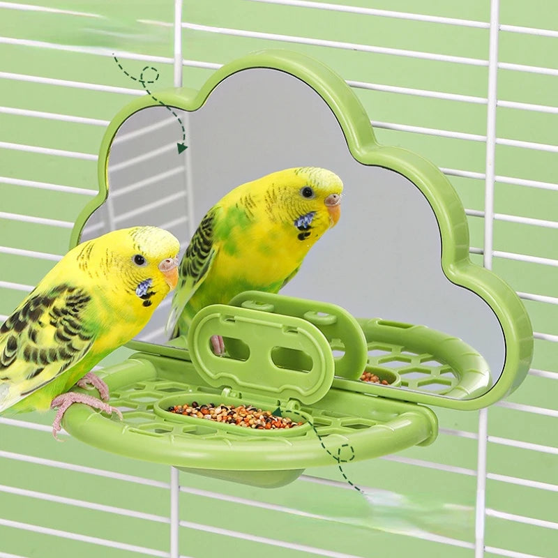 Bird Mirror with Perch Stand Bird Toys for Parakeet Cockatiel Conure Lovebirds Finch Canaries Bird Cage Accessories
