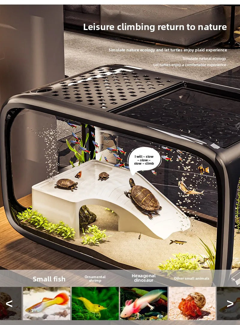 Home Living Room Ornamental Fish Tank Ecological Landscape Filtration Oxygen Generation Aquariums Multi-functional Feeding Tank