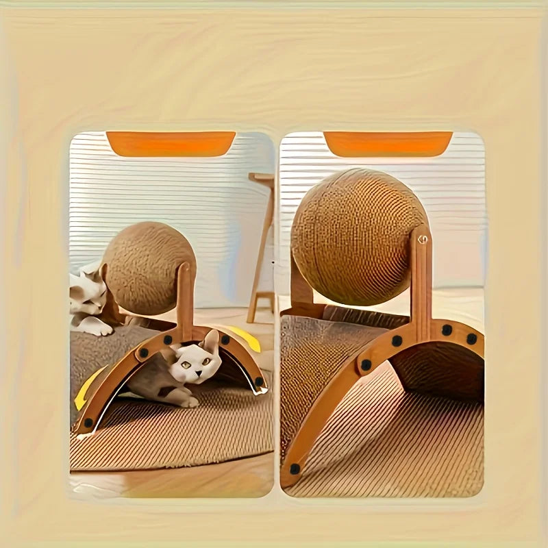 Cat Daily Scratcher Toy With Rotatable Ball Family Pet Funny Playful Relaxation Toy Home Floor Practical Interactive Pet Toy