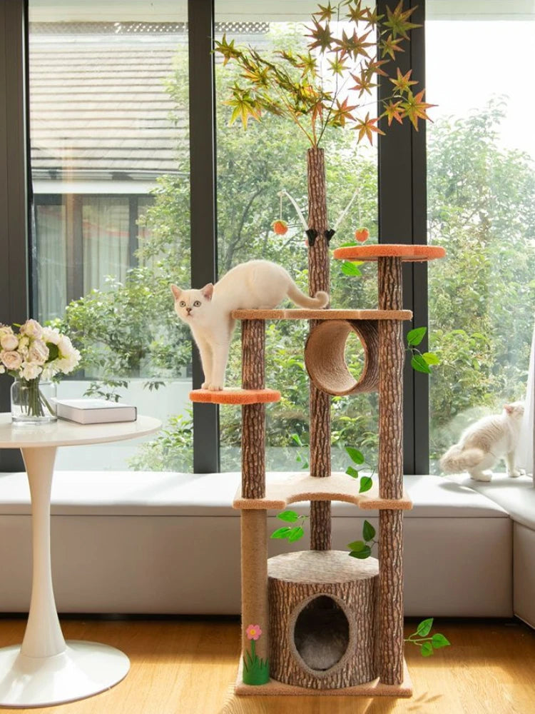 Cat Climbing Frame Large Cat Nest Tree House Scratching Accessories Sisal Rattan Woven Educational Toys Pet Cats Articles