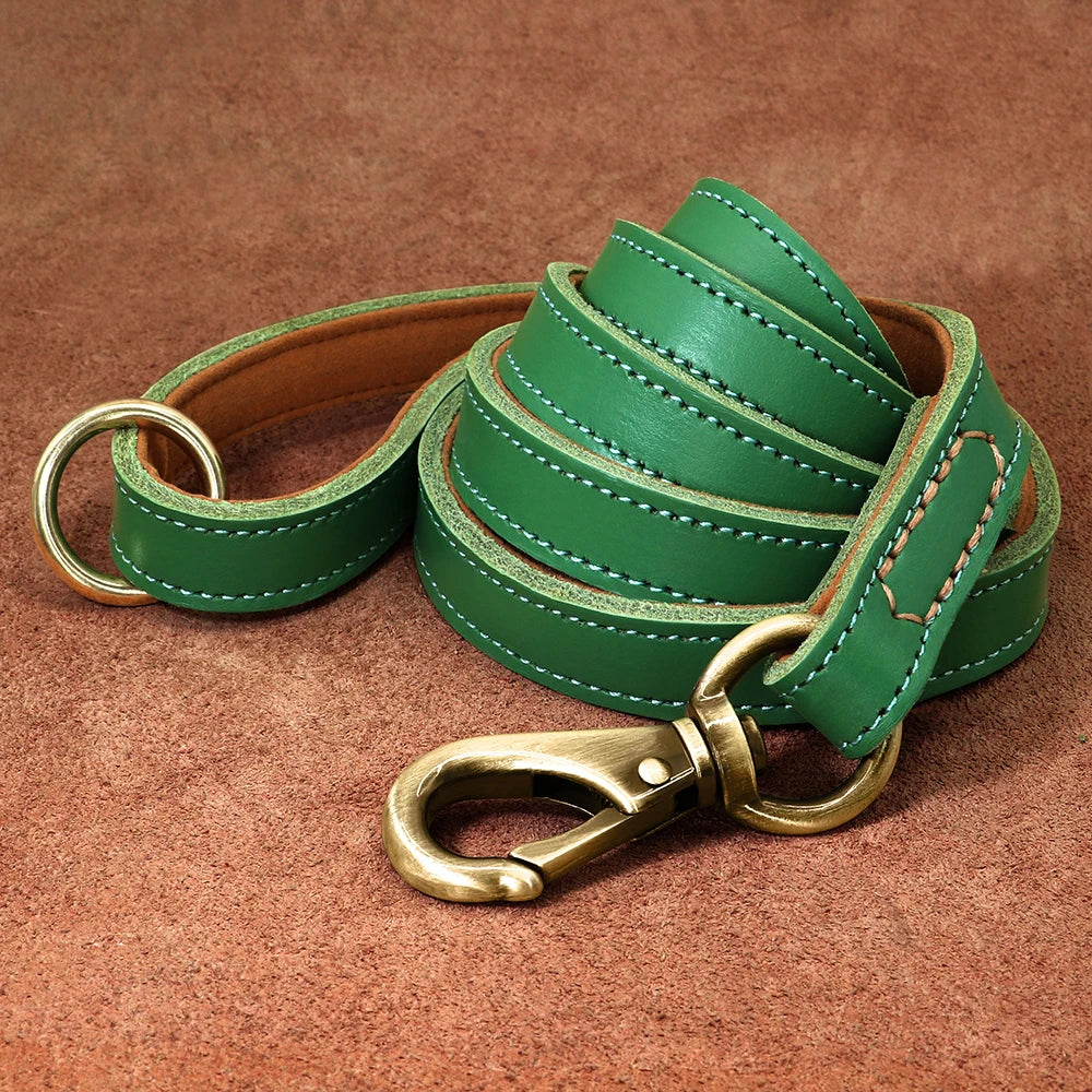 Real Leather Dog Leash Durable Medium Large Dog Lead Genuine Leather Walking Pet Leads Leash for Dogs German Shepherd Pitbull