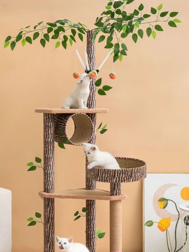Cat Climbing Frame Large Cat Nest Tree House Scratching Accessories Sisal Rattan Woven Educational Toys Pet Cats Articles