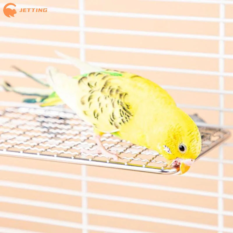 Bird Cage Accessories Pet Parrot Stainless Steel Rest Jump Platform Stand Board Chew Bite Toys Stick Tree Branch Stand Rack