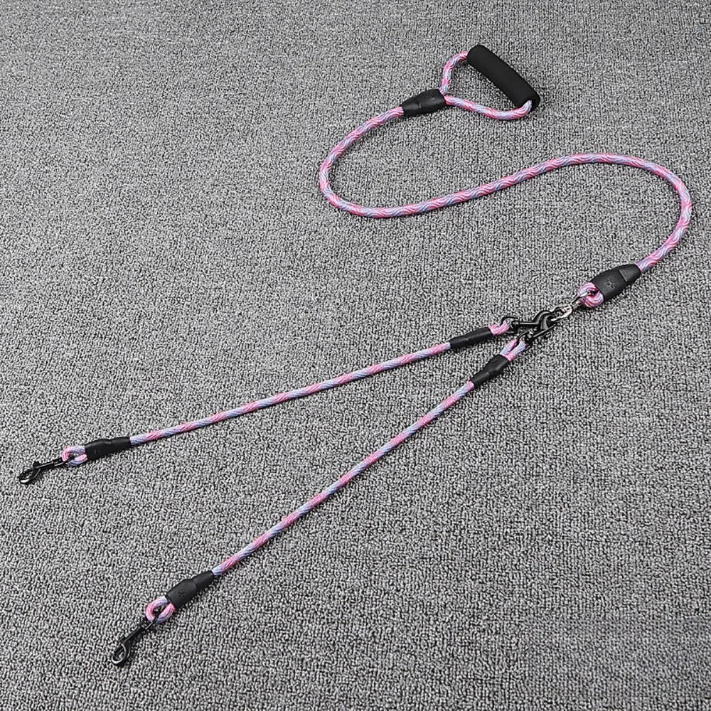 Double Head Dog Leash Wave Design Outdoor Walking Traction Rope for Pets