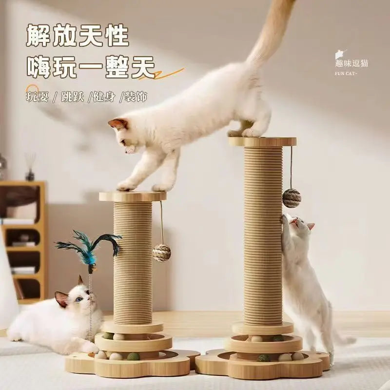 OUWO Cat Scratch Pole Cat Trees High Density Turntable Board Toy Cats Grab Column Climbing Frame Pet Supplies