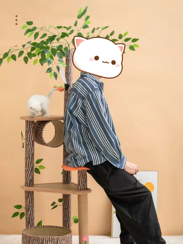Cat Climbing Frame Large Cat Nest Tree House Scratching Accessories Sisal Rattan Woven Educational Toys Pet Cats Articles