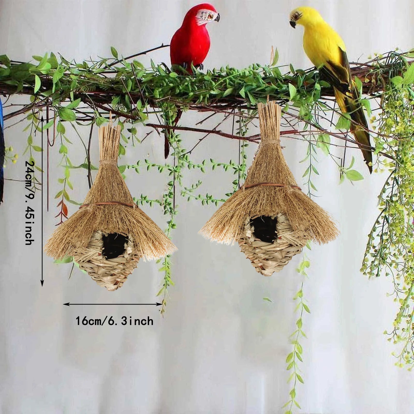Various Styles Birdhouse Creative Unique Design Comfy Woven Natural Grass Bird Cage Outdoor Garden Window Hideaway Decoration