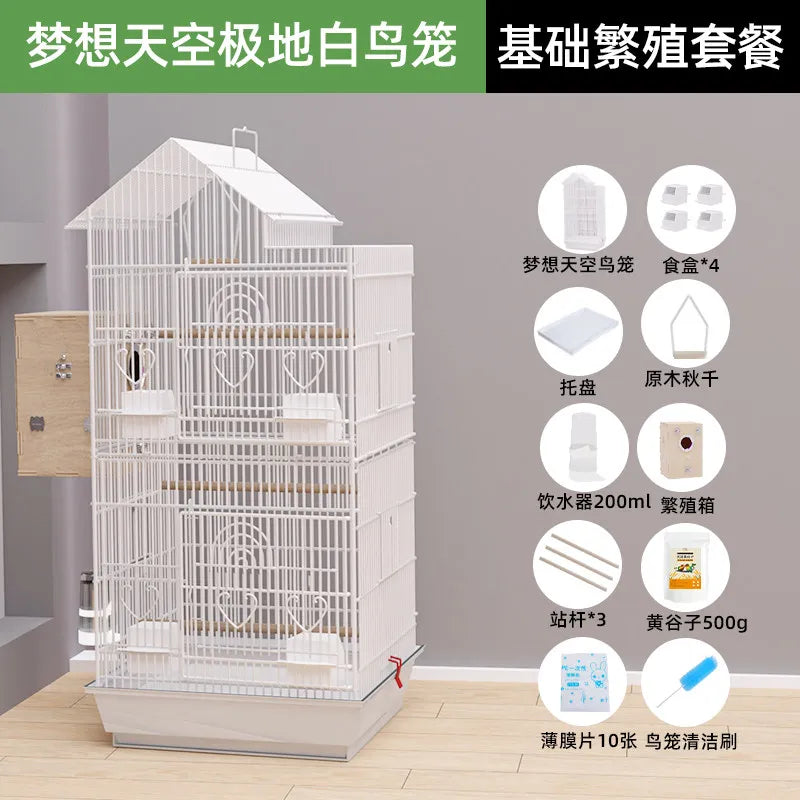 Luxury Goldfinch Flight Bird Cages With Stand Bird Cages Stainless Steel With Pedestal Toys Jaula Para Canarios Bird Supplies