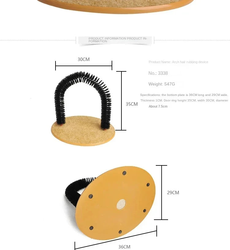 Cat Arch Self Groomer Scratcher Toy Durable Scratching Board Massage Brush Self Entertaining Pet Supplies for Cats
