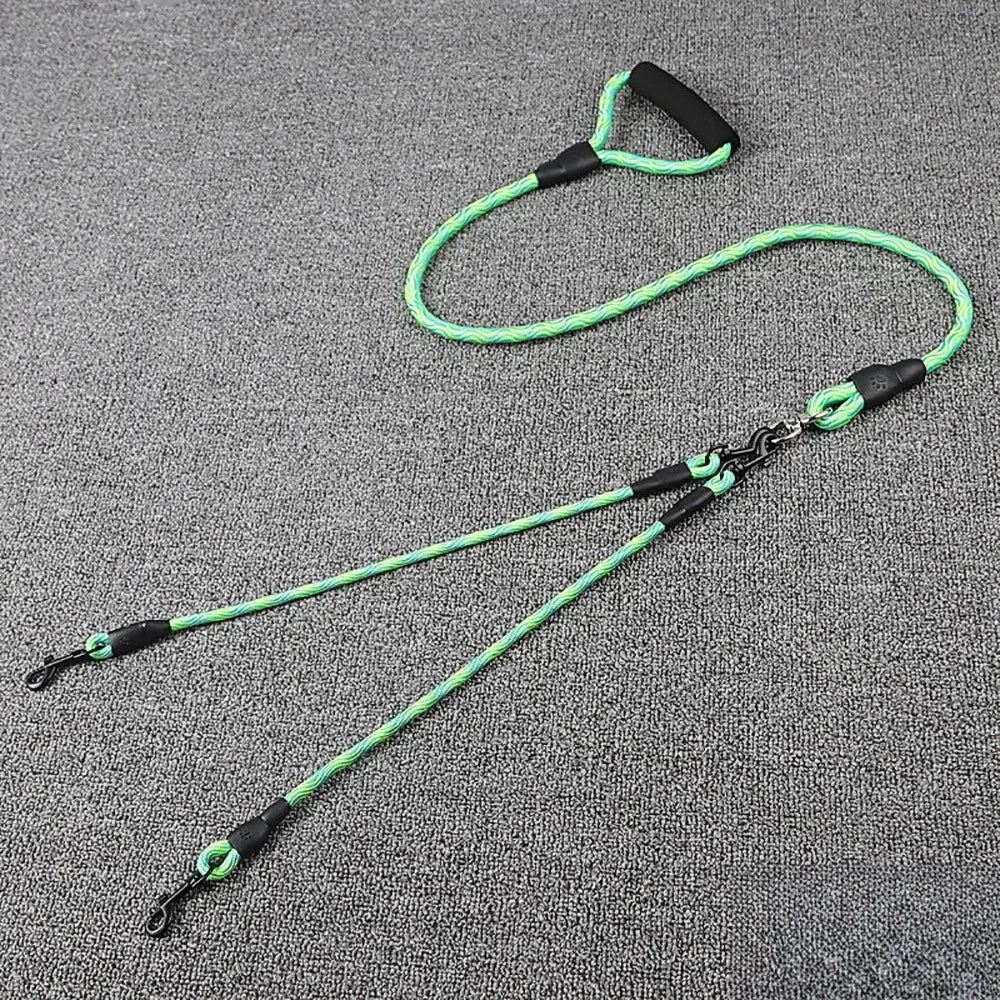 Double Head Dog Leash Wave Design Outdoor Walking Traction Rope for Pets