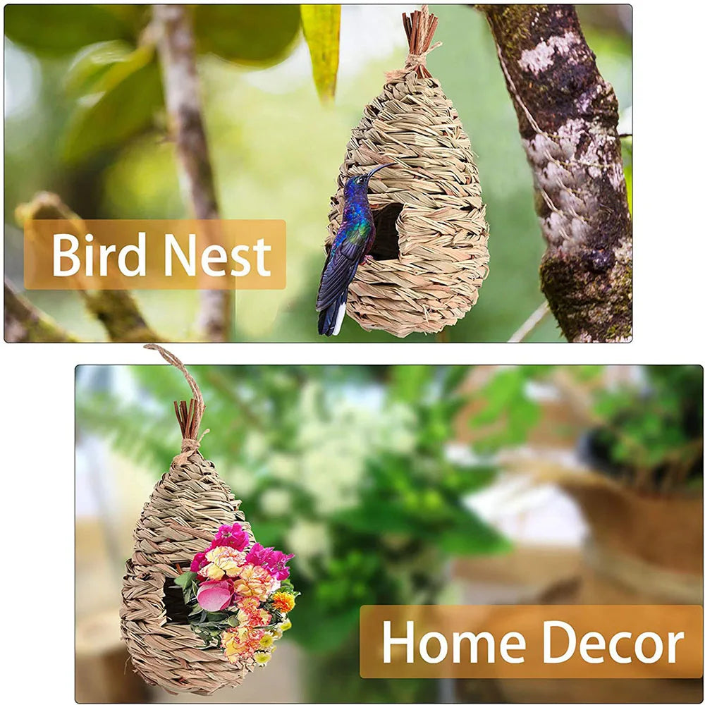 Various Styles Birdhouse Creative Unique Design Comfy Woven Natural Grass Bird Cage Outdoor Garden Window Hideaway Decoration