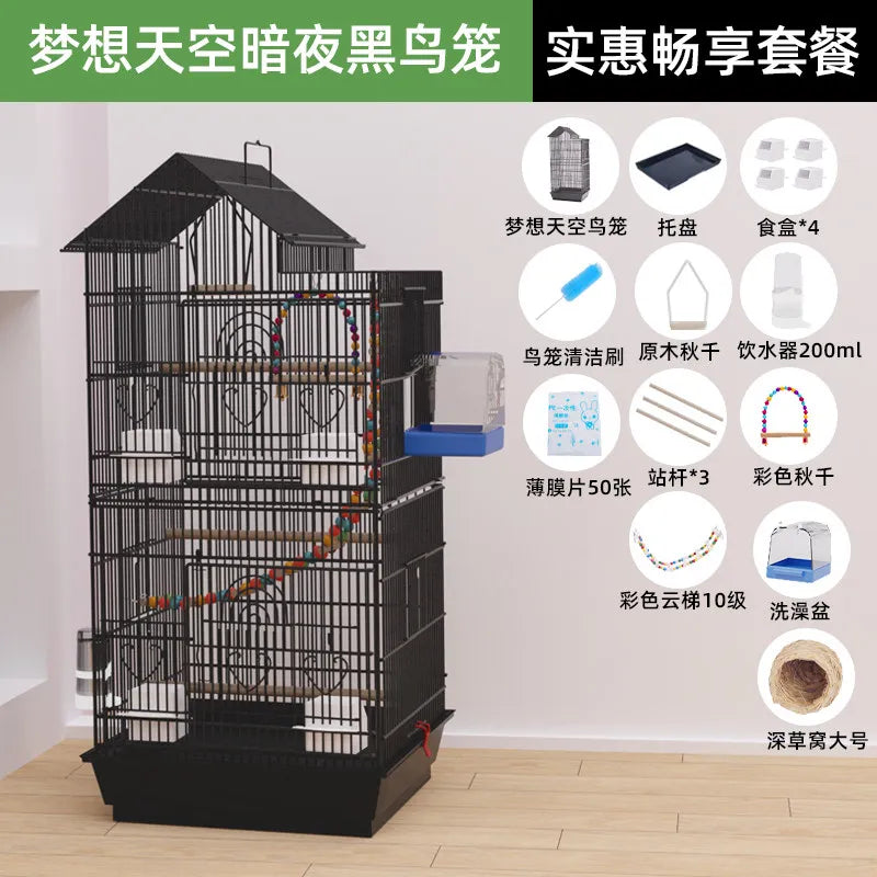 Luxury Goldfinch Flight Bird Cages With Stand Bird Cages Stainless Steel With Pedestal Toys Jaula Para Canarios Bird Supplies