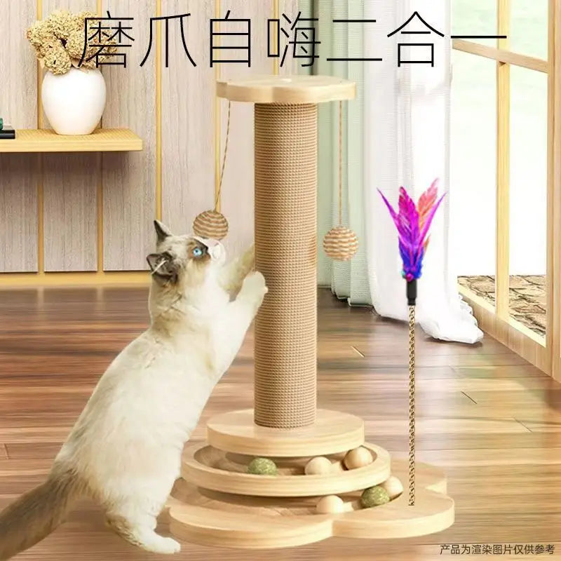 OUWO Cat Scratch Pole Cat Trees High Density Turntable Board Toy Cats Grab Column Climbing Frame Pet Supplies