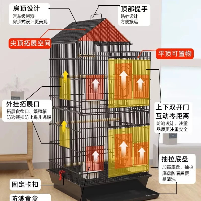 Luxury Goldfinch Flight Bird Cages With Stand Bird Cages Stainless Steel With Pedestal Toys Jaula Para Canarios Bird Supplies