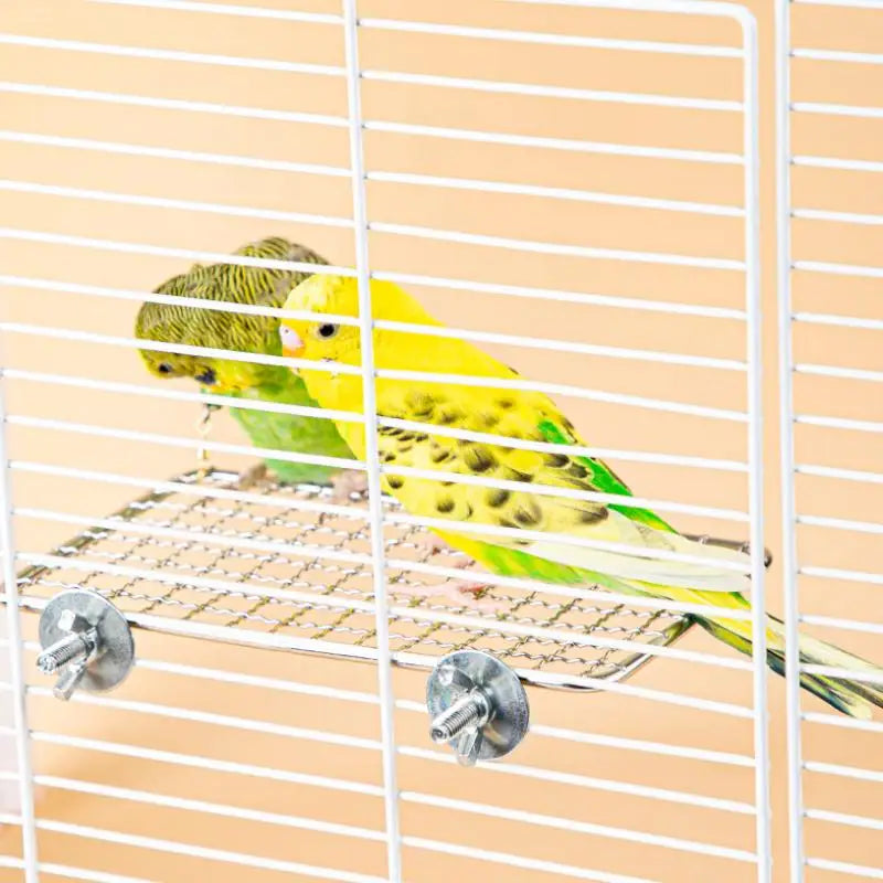 Bird Cage Accessories Pet Parrot Stainless Steel Rest Jump Platform Stand Board Chew Bite Toys Stick Tree Branch Stand Rack