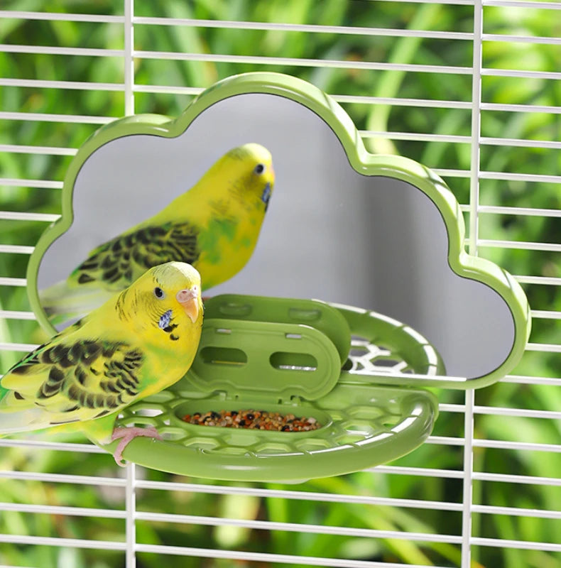 Bird Mirror with Perch Stand Bird Toys for Parakeet Cockatiel Conure Lovebirds Finch Canaries Bird Cage Accessories