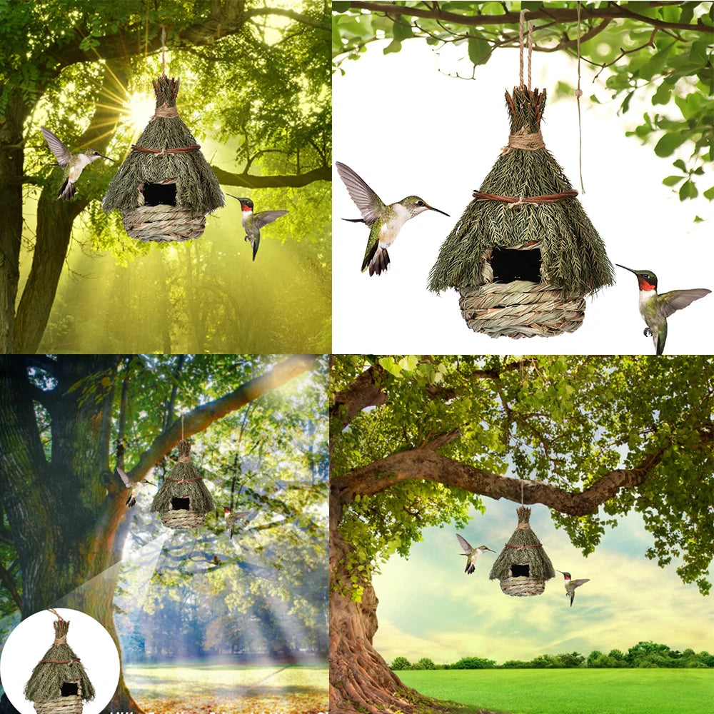 Various Styles Birdhouse Creative Unique Design Comfy Woven Natural Grass Bird Cage Outdoor Garden Window Hideaway Decoration