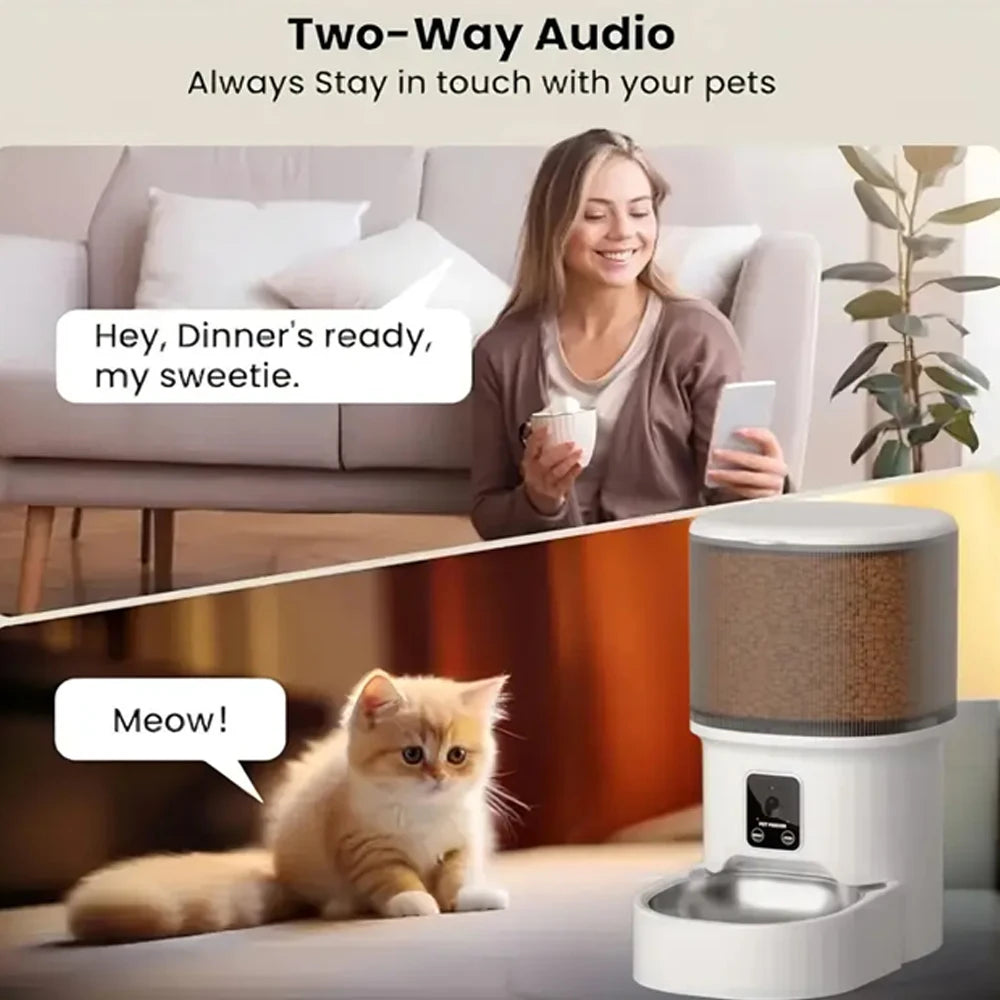4L large capacity cat feeder, intelligent APP and high-definition camera, stainless steel food bowl