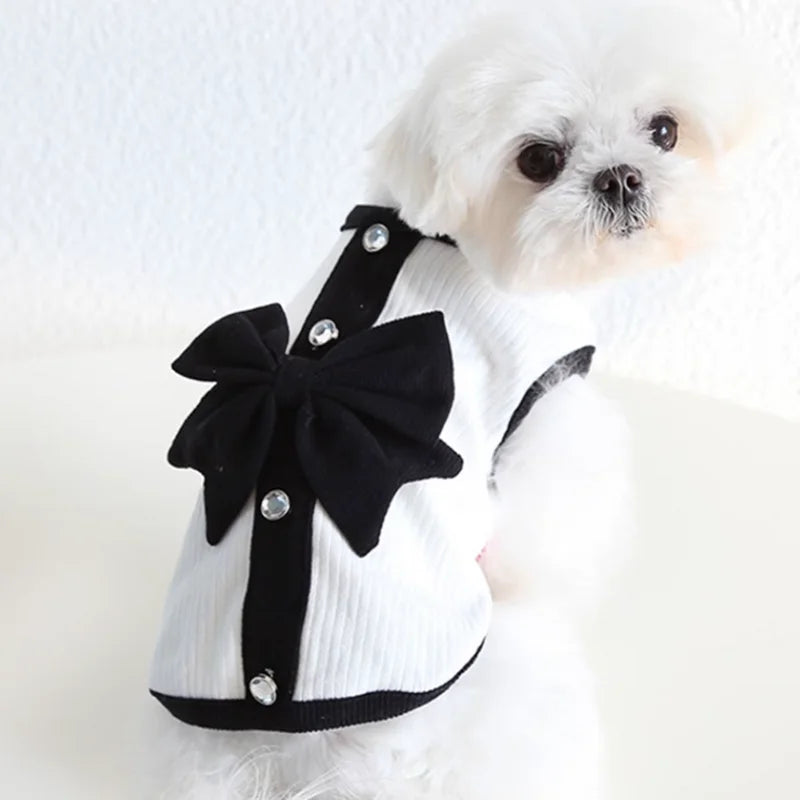 Dog Clothes for Small Dogs Dog Summer T-Shirt Pet Dog Skirt Black White Retro Dresses Puppy Costume Chihuahua Bichon Clothing