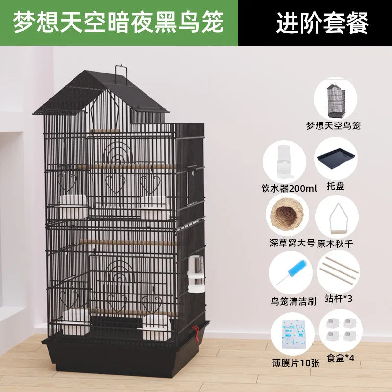 Luxury Goldfinch Flight Bird Cages With Stand Bird Cages Stainless Steel With Pedestal Toys Jaula Para Canarios Bird Supplies