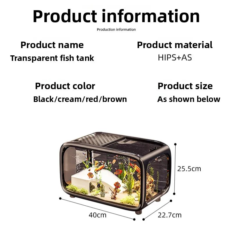 Home Living Room Ornamental Fish Tank Ecological Landscape Filtration Oxygen Generation Aquariums Multi-functional Feeding Tank