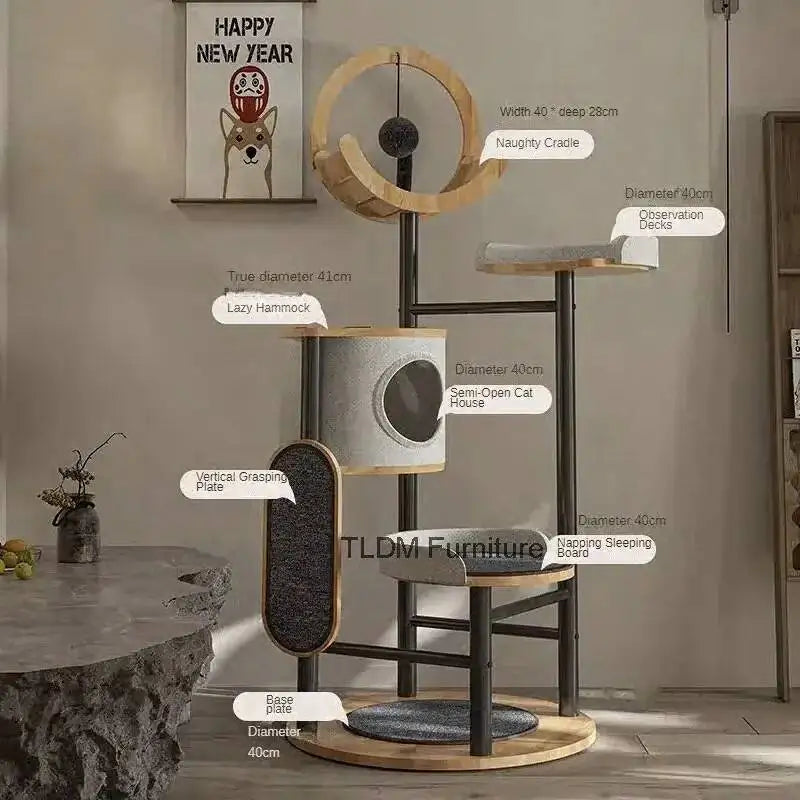 Multi-layer Board Creative Tree Solid Cat Wood Cat Cat Luxury Scratching Climbing for Frame Balcony Home Simple Pet Accessories