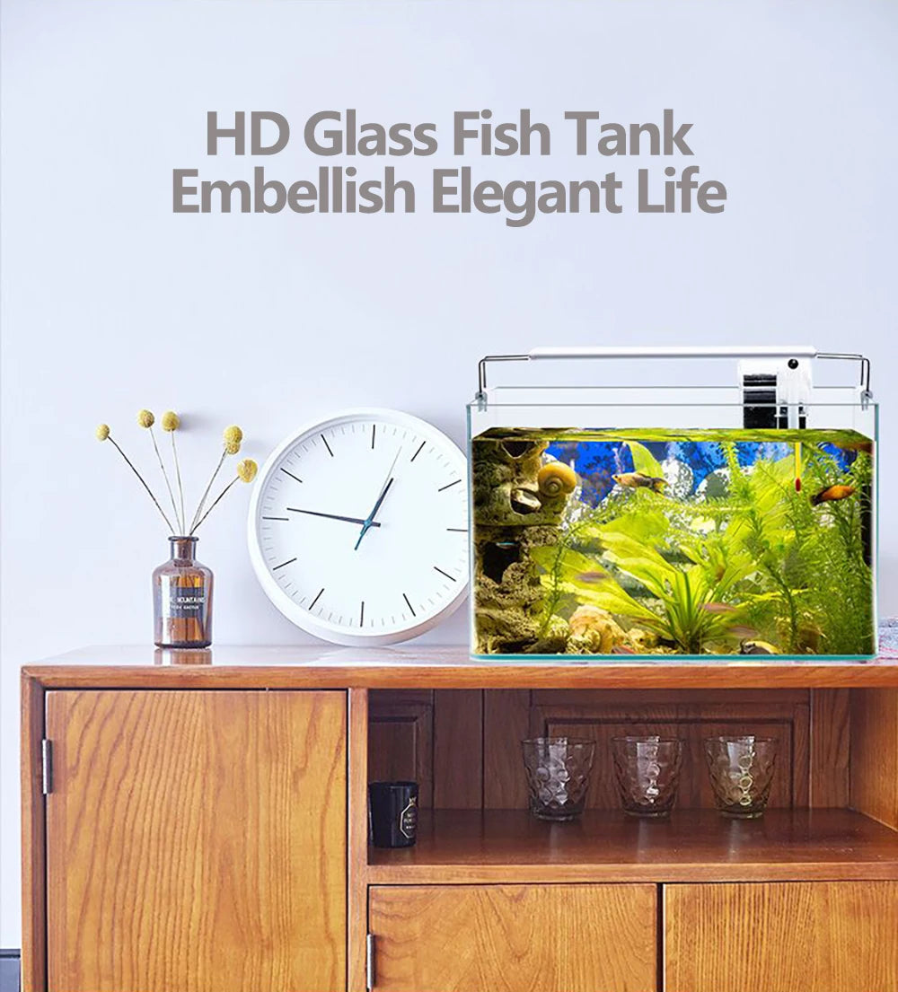 Fish Tank Transparent Glass Rectangular Aquarium Small And Medium Balcony Living Room Decoration Lazy Ecological Fish Tank
