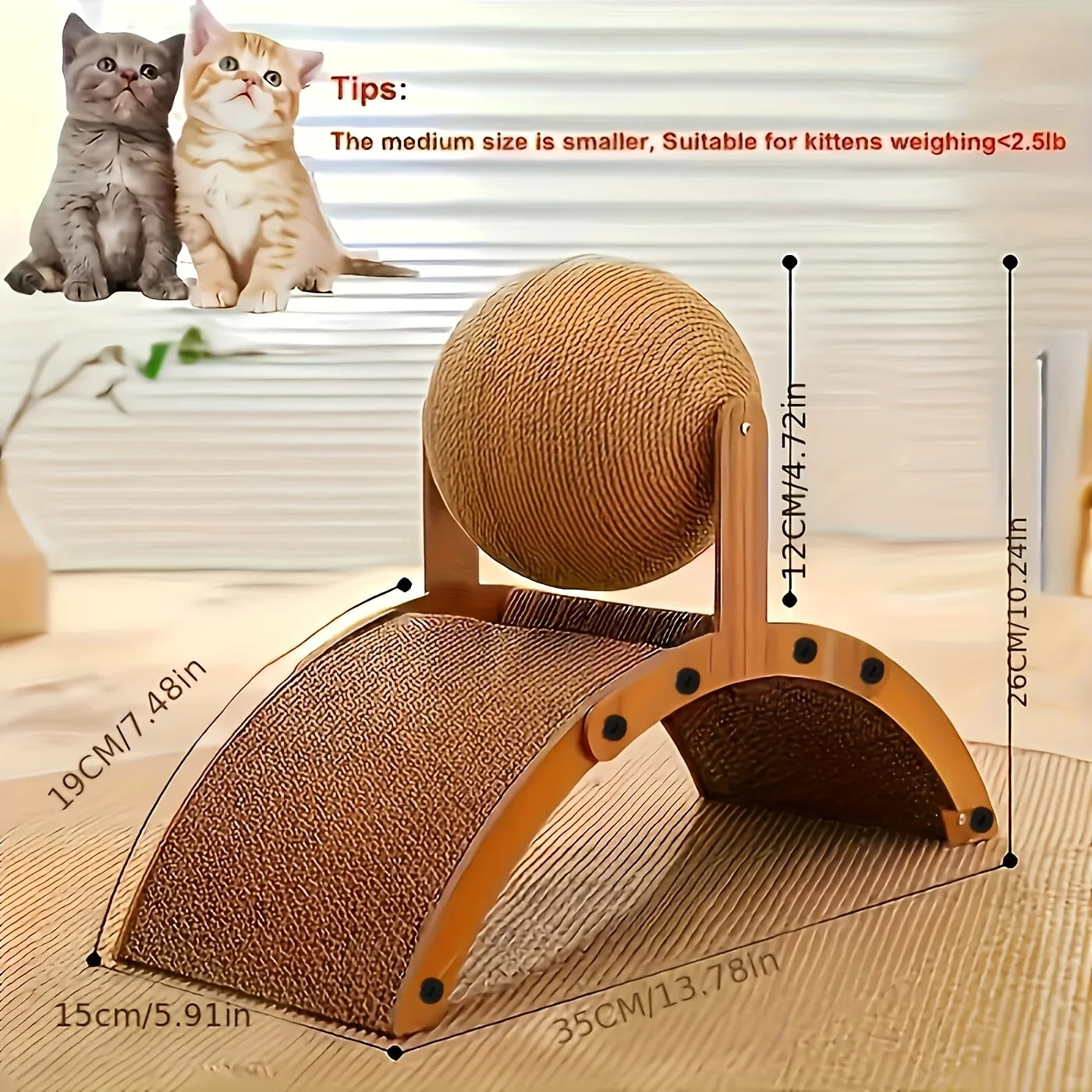 Cat Daily Scratcher Toy With Rotatable Ball Family Pet Funny Playful Relaxation Toy Home Floor Practical Interactive Pet Toy