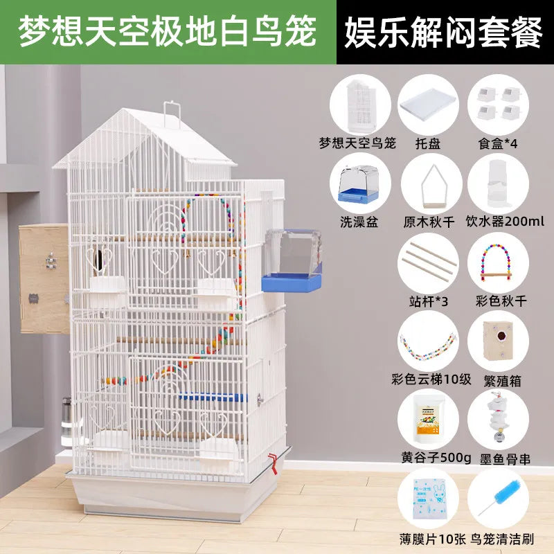 Luxury Goldfinch Flight Bird Cages With Stand Bird Cages Stainless Steel With Pedestal Toys Jaula Para Canarios Bird Supplies