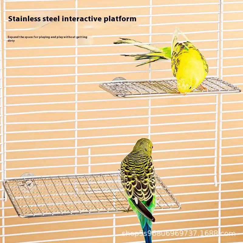 Bird Cage Accessories Pet Parrot Stainless Steel Rest Jump Platform Stand Board Chew Bite Toys Stick Tree Branch Stand Rack