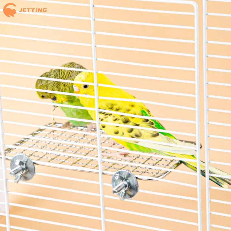 Bird Cage Accessories Pet Parrot Stainless Steel Rest Jump Platform Stand Board Chew Bite Toys Stick Tree Branch Stand Rack