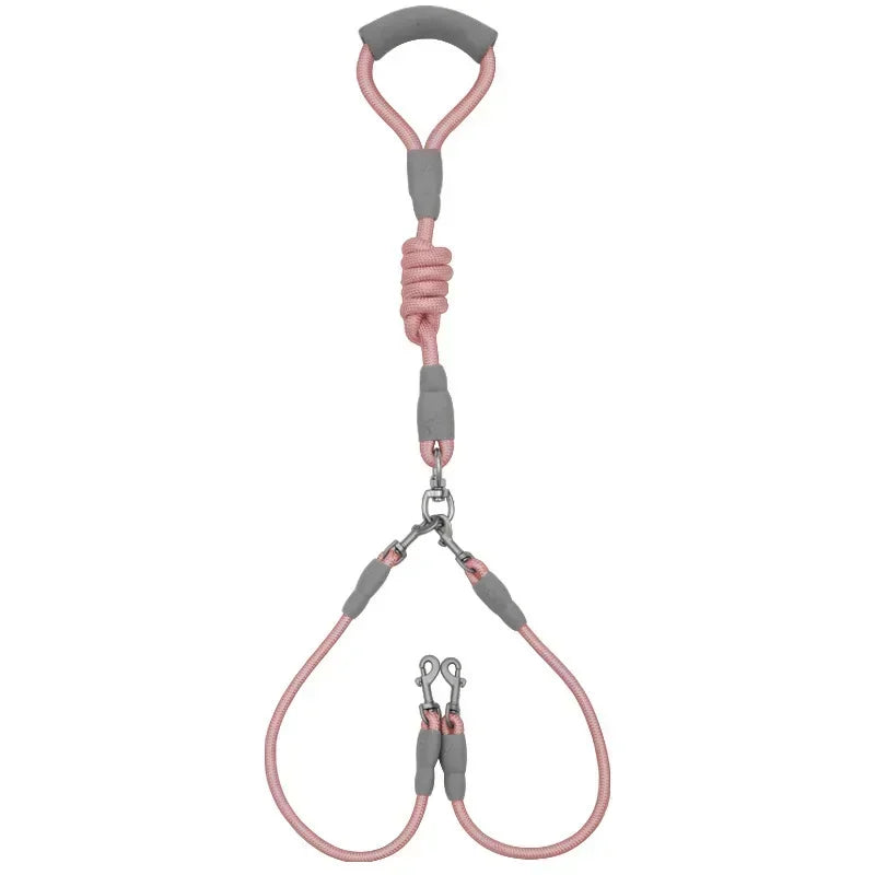Dog leash Walk dog leash Medium double dog chain Double lead One tow two leads with pet supplies