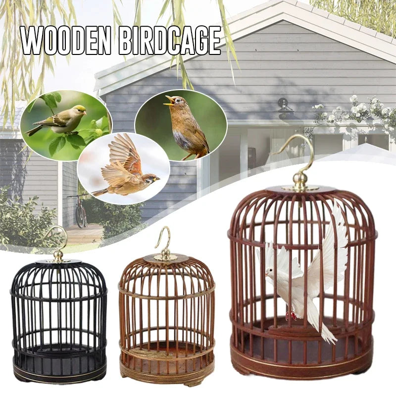 Wood Carved Bird Cage Small Animal Bug Cricket Pet Home Insect Storage Basket Grasshopper Feeding Container Cockroach Cage Baske