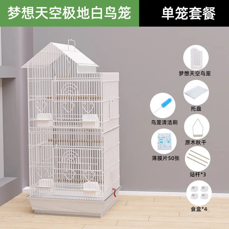 Luxury Goldfinch Flight Bird Cages With Stand Bird Cages Stainless Steel With Pedestal Toys Jaula Para Canarios Bird Supplies