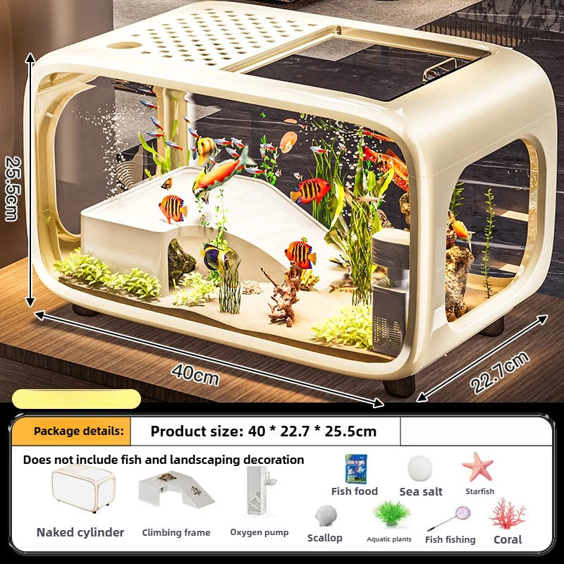 Home Living Room Ornamental Fish Tank Ecological Landscape Filtration Oxygen Generation Aquariums Multi-functional Feeding Tank