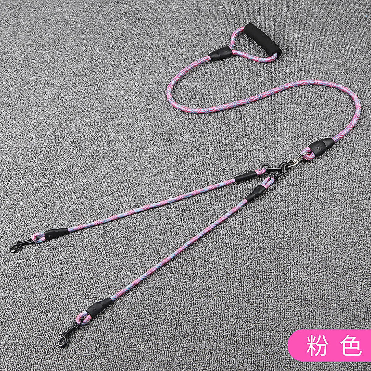 Double Head Dog Leash Wave Design Outdoor Walking Traction Rope for Pets