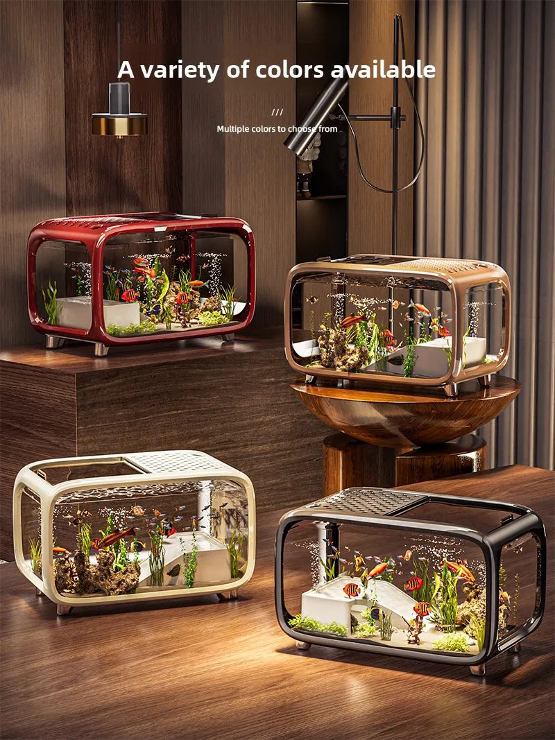 Home Living Room Ornamental Fish Tank Ecological Landscape Filtration Oxygen Generation Aquariums Multi-functional Feeding Tank